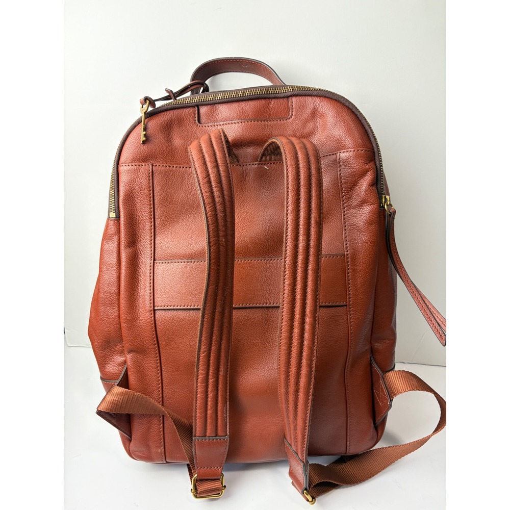 Fossil Tess Laptop Backpack Brown Leather Monogram Stripe Womens - Picture 5 of 10
